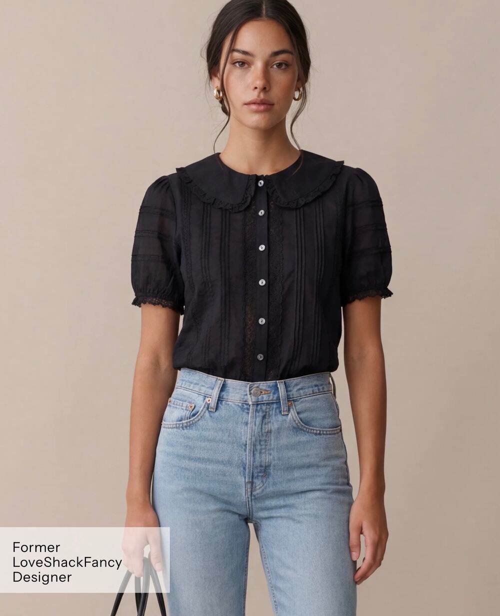 sorella few Moda Dorothy  Cotton Top black $197 sz L